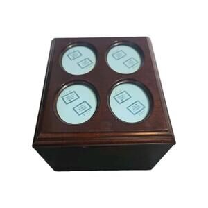 Vtg 1996 Bombay Solid Wood Finished  Jewelry Photos Box Velvet Lined